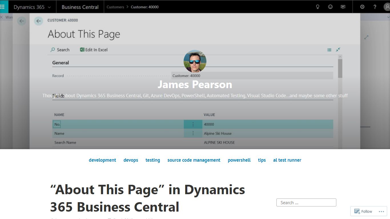 “About This Page” in Dynamics 365 Business Central