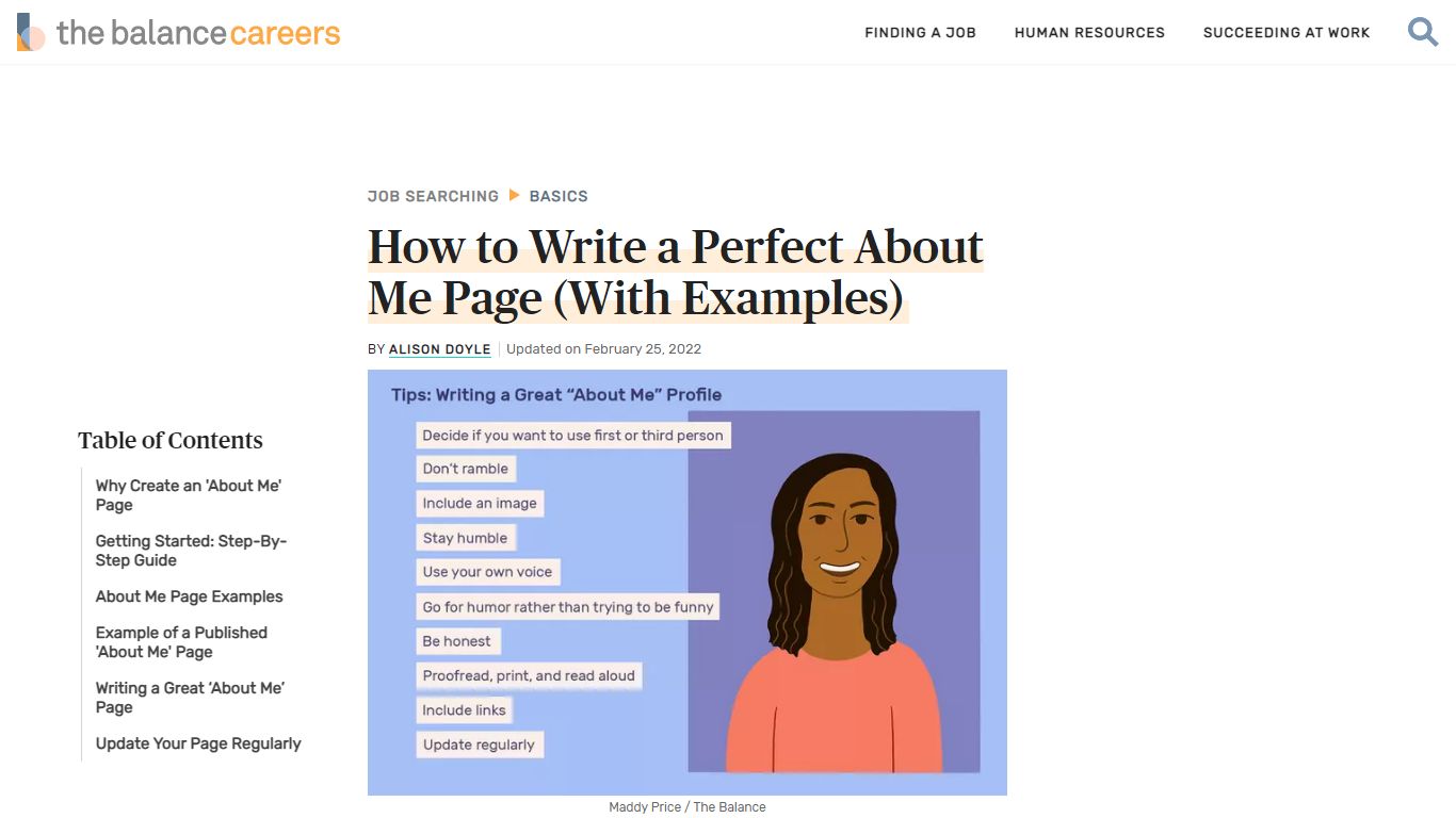 How to Write a Perfect About Me Page (With Examples) - The Balance Careers